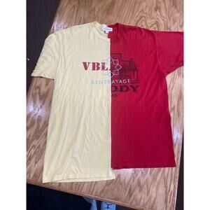 Rentrayage T-Shirt Unisex XL Red Yellow Short Sleeve Printed Split Tee B78